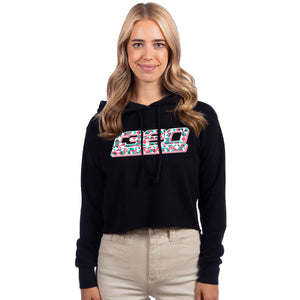 1320Video Women's Black Geometric Crop Hoodie