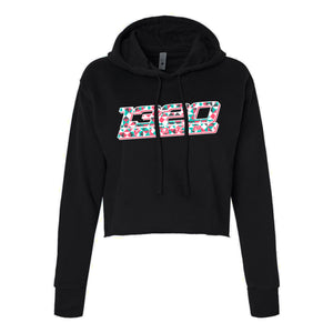 1320Video Women's Black Geometric Crop Hoodie