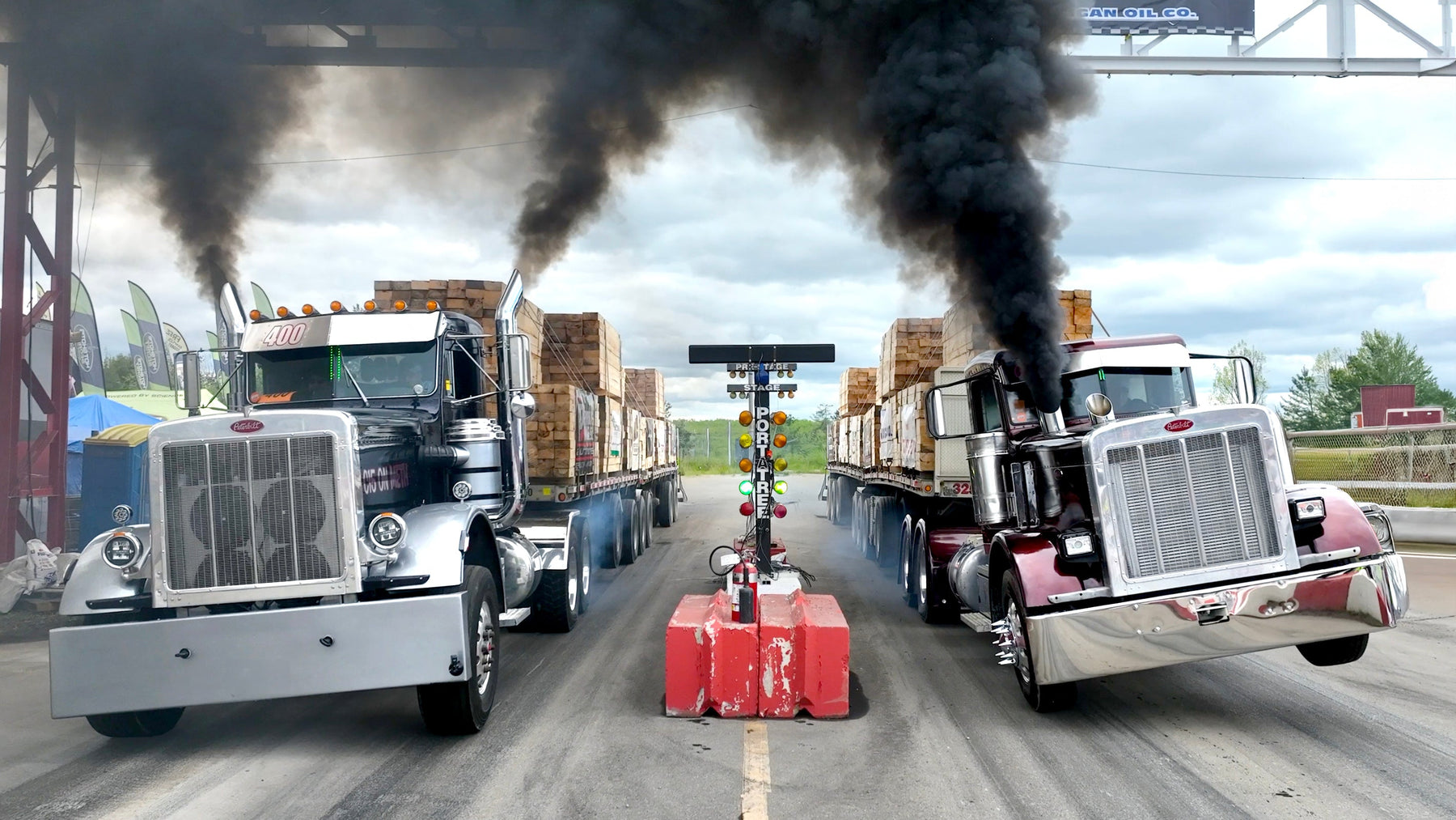 Drag Racing Trailer 3,000HP Semi Truck Drag Racing IS BACK! (120,000LB Trailers Loaded ...