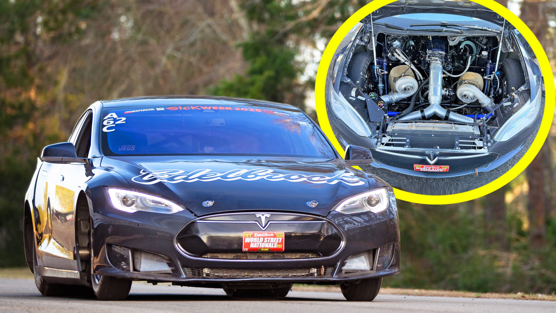 Tesla Engine Block Sick Week Day 4 - Twin Turbo Big Block Tesla WIPES OUT! - 1320Video