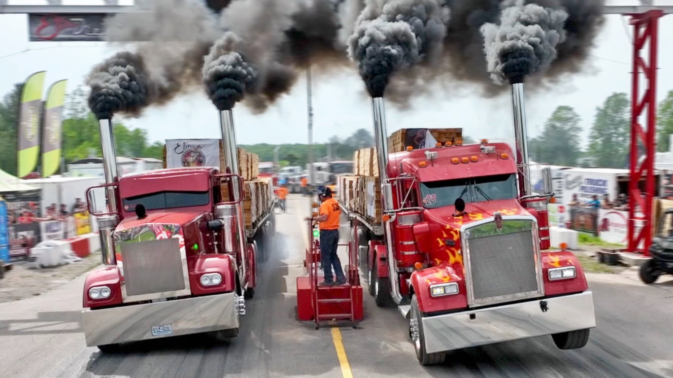 2,800hp Big Rig Drag Racing (120,000lb Trailers) 1320Video