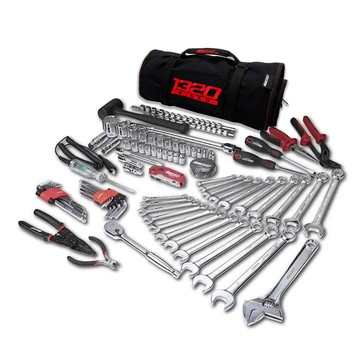 1320Video x BoxoUSA Combo Tool Roll | 82-Piece Metric and SAE Tool Roll and Dry Bag