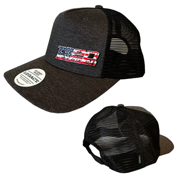 1320Video 5-Panel Trucker Hat American Flag / Black Heather