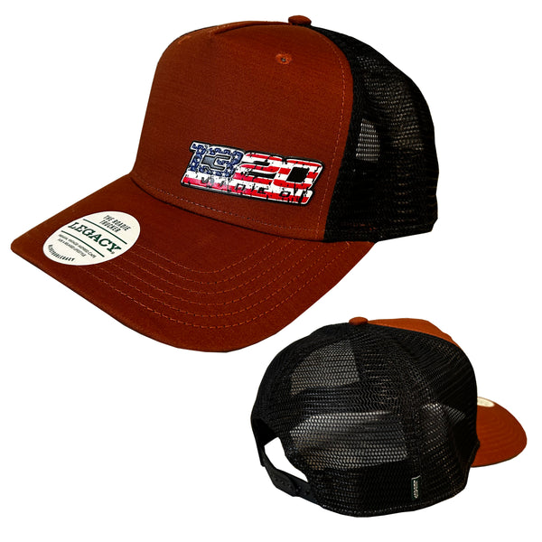 1320Video 5-Panel Trucker Hat American Flag / Black Heather