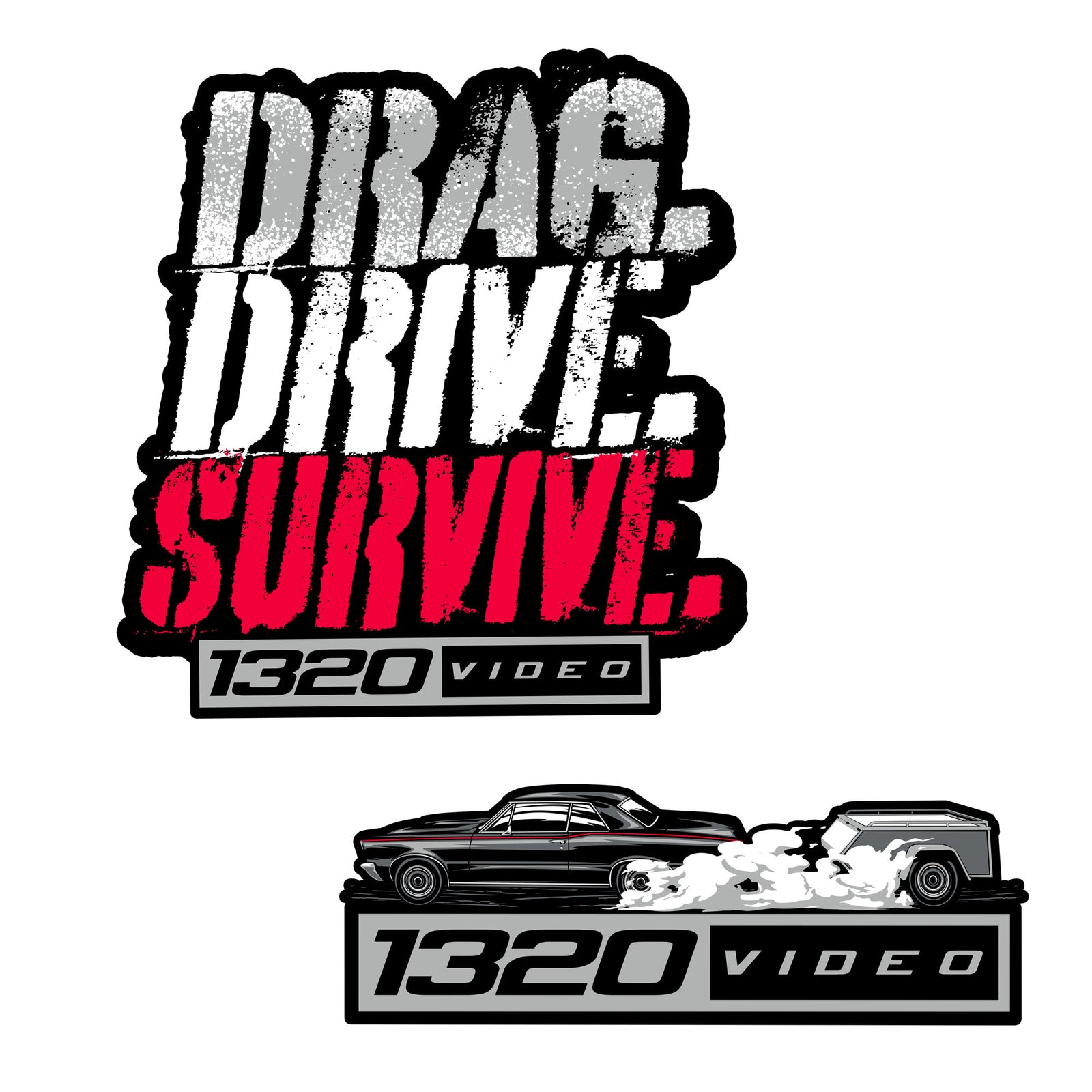 1320Video Drag. Drive. Survive Stickers