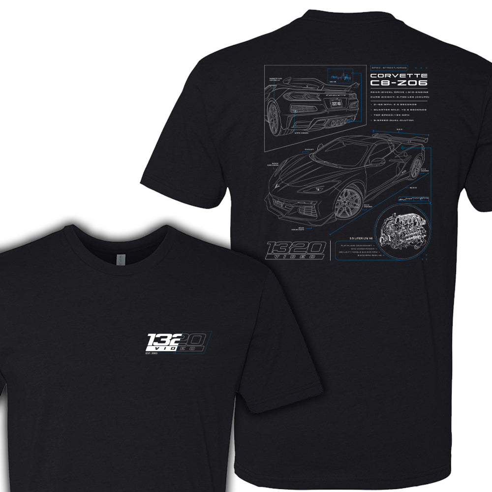 vivision／VIDEO DRIVE Tシャツ Z06BlueprintFrontBack_2000x.