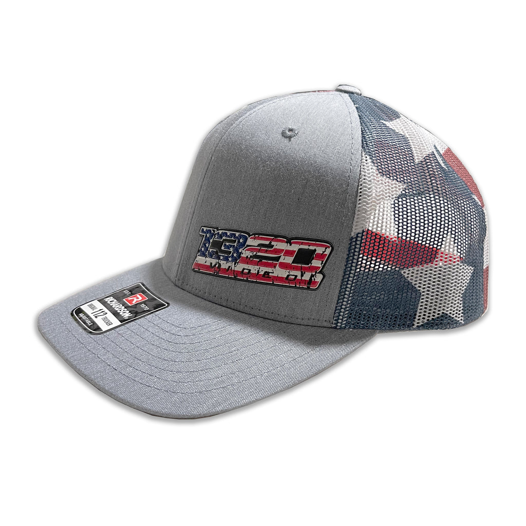 1320Video 5-Panel Trucker Hat American Flag / Black Heather